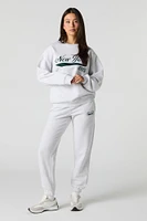 City Twill Embroidered Fleece Sweatshirt