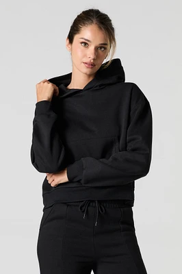 Oversized Cropped Fleece Hoodie