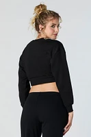 Solid Fleece Cropped Sweatshirt