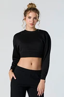 Solid Fleece Cropped Sweatshirt