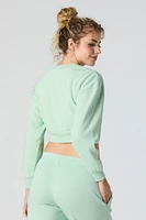 Solid Fleece Cropped Sweatshirt