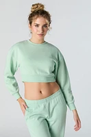 Solid Fleece Cropped Sweatshirt