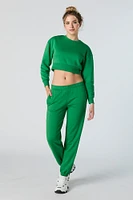 Solid Fleece Cropped Sweatshirt