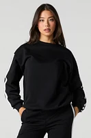 Oversized Stripe Sleeve Fleece Sweater