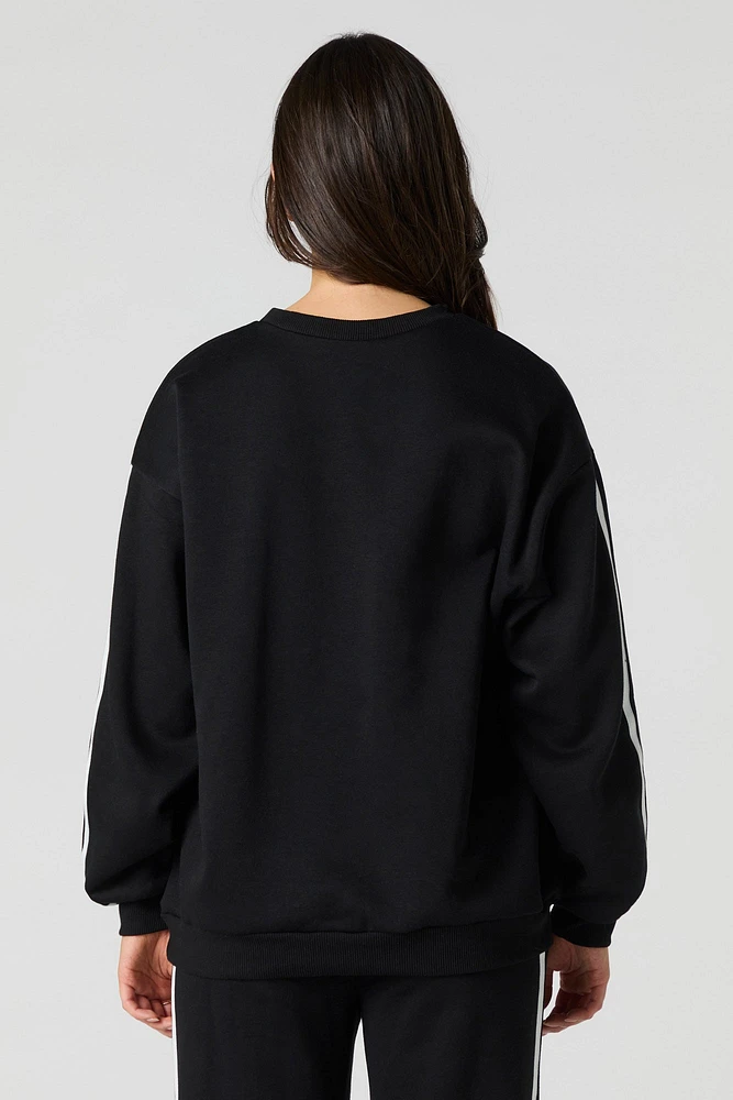 Oversized Stripe Sleeve Fleece Sweater