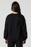Oversized Stripe Sleeve Fleece Sweater