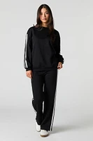 Oversized Stripe Sleeve Fleece Sweater