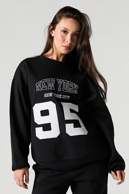 Oversized Destination Twill Embroidered Fleece Sweatshirt