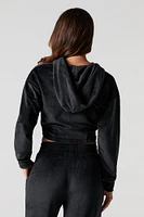 Velour Corset Style Zip-Up Hoodie