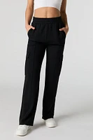 Fleece High Rise Straight Leg Cargo Sweatpant