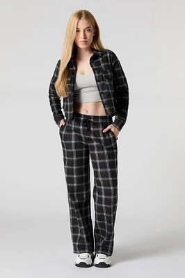 Fleece Drawstring Wide Leg Pant