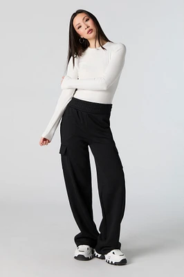 Fleece Wide Leg Cargo Sweatpant