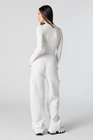 Fleece Wide Leg Cargo Sweatpant