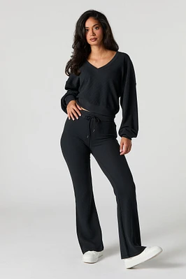 Waffle Knit Flare Leg Pant