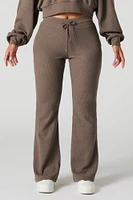 Pantalon en tricot gaufré à jambe évasée