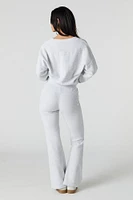 Pantalon en molleton tricot gaufré à jambe évasée
