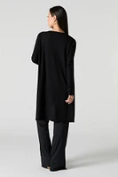 Ribbed Open Front Longline Cardigan