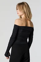 Contour Ruched Off Shoulder Long Sleeve Top