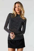 Sparkle Mock Neck Long Sleeve Top