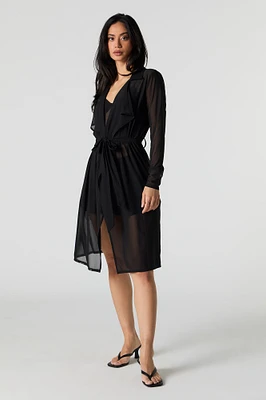 Kimono longueur maxi en filet avec attache