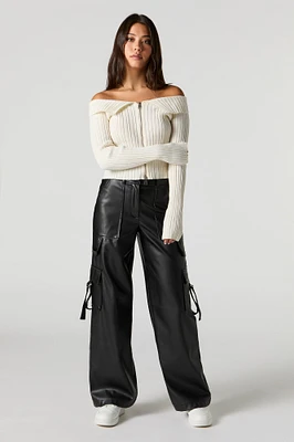 Faux Leather Utility Cargo Pant