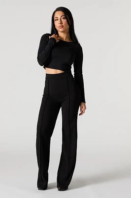 Exposed Seam Wide Leg Dress Pant