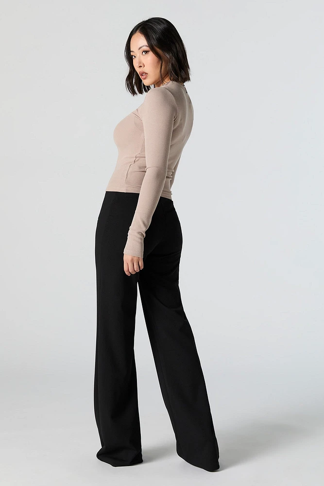 Surplice Waist Wide Leg Dress Pant