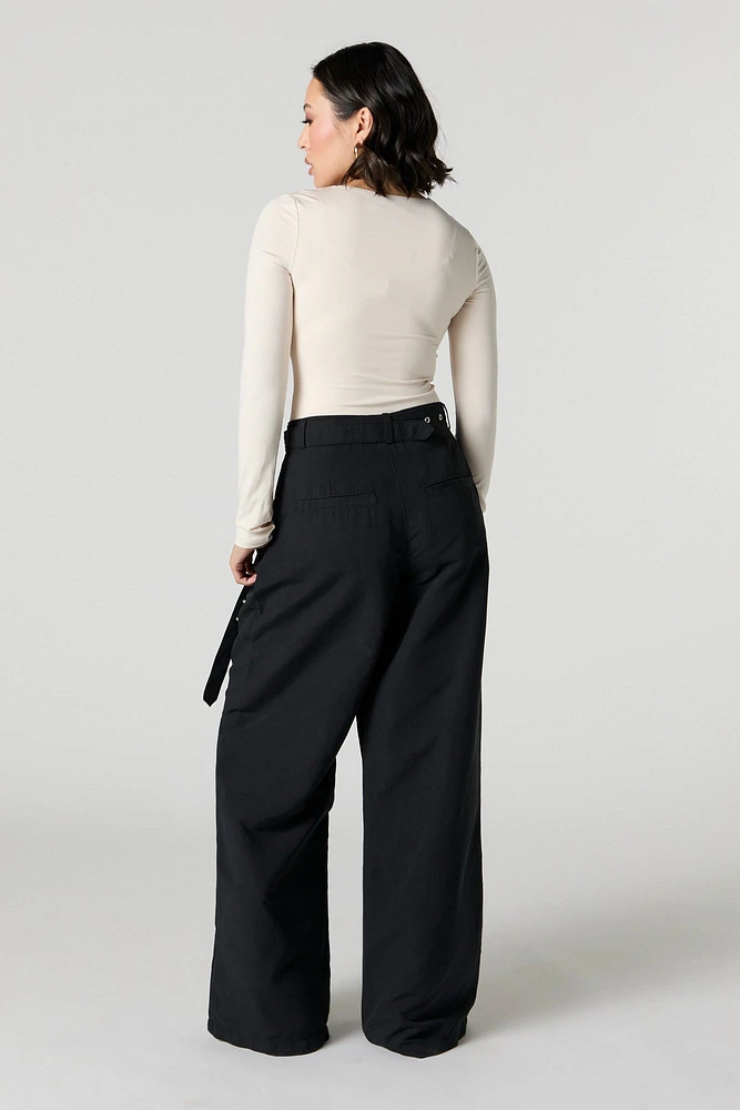 Belted Wide Leg Cargo Pant
