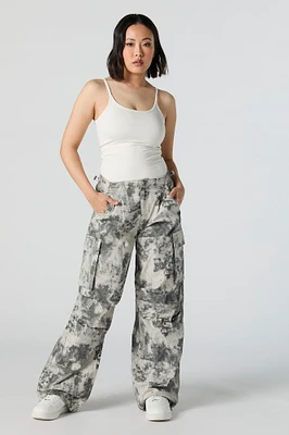 Tie Dye Print Toggle Hem Cargo Pant