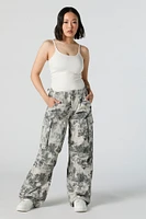 Tie Dye Print Toggle Hem Cargo Pant