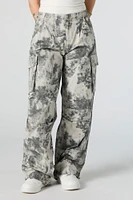 Tie Dye Print Toggle Hem Cargo Pant