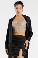 Satin Slit Mini Skirt