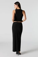 Sparkle Ruched Slit Maxi Skirt