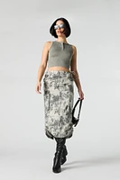 Tie Dye Print Parachute Midi Skirt