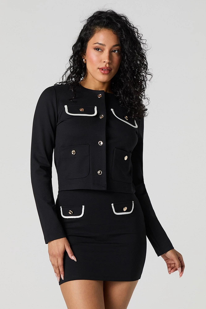 Buttoned Pocket Mini Skirt