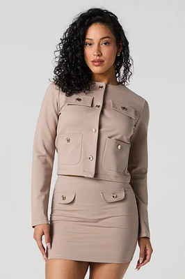 Buttoned Pocket Mini Skirt