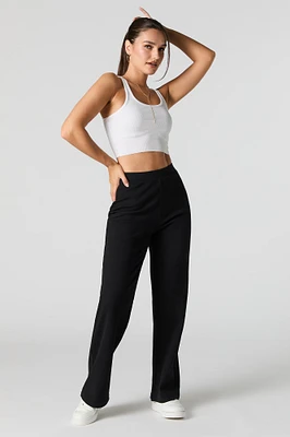 Ribbed High Rise Straight Leg Pant