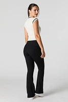 Ribbed Surplice Flare Pant