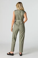 Sleeveless Belted Utility Jumpsuit