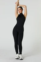 Mock Neck Sleeveless Jumpsuit