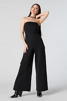 Strapless Wide Leg Cargo Jumpsuit