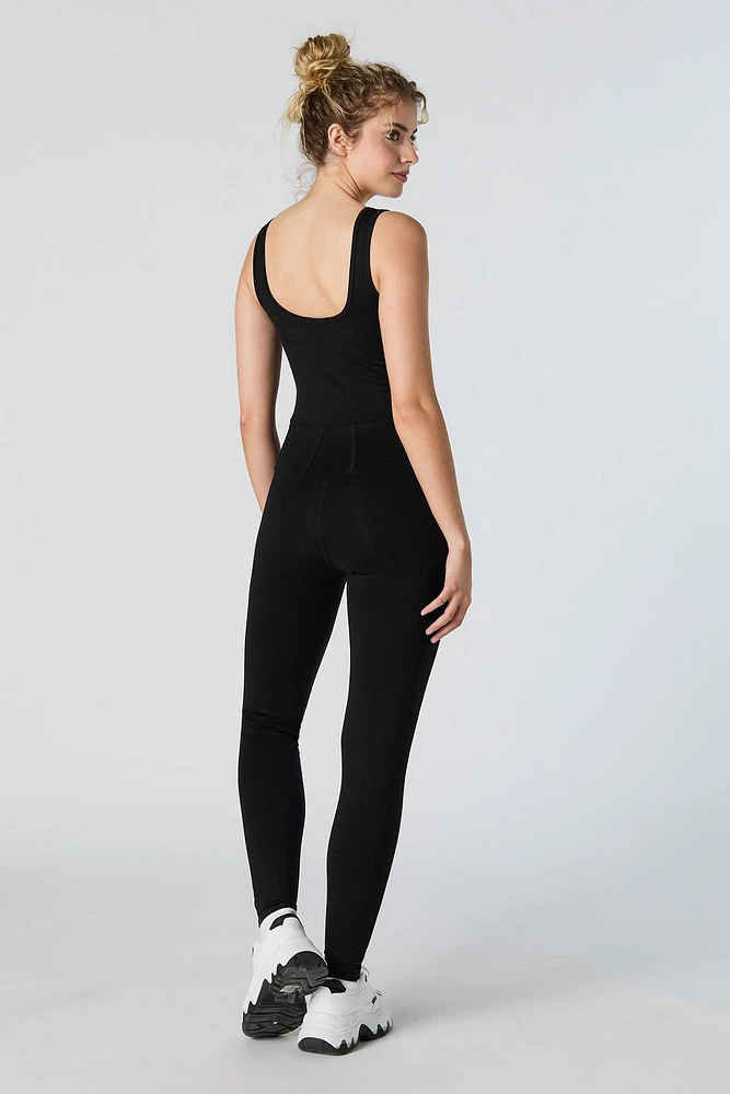 Scoop Neck Mesh Back Jumpsuit