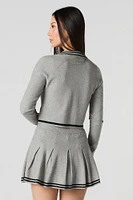 Knit Striped Trim Pleated Tennis Skort