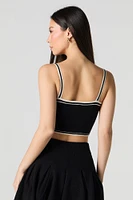 Knit Striped Trim Cropped Tank