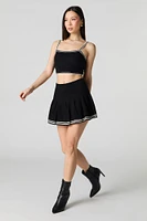 Knit Striped Trim Cropped Tank