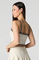 Débardeur court avec liséré en tricot ray