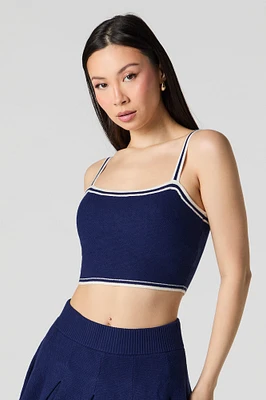 Knit Striped Trim Cropped Tank