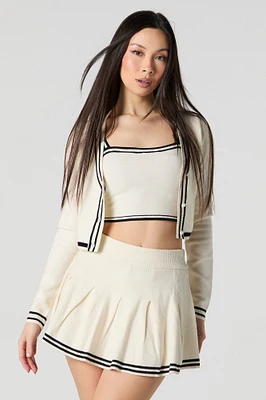 Cardigan court avec liséré en tricot ray