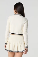 Cardigan court avec liséré en tricot ray