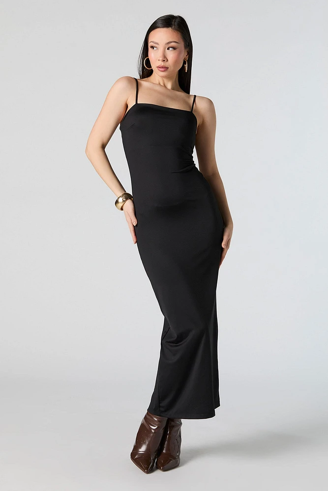 Contour Square Neck Slit Back Midi Dress